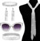70er Jahre Disco Outfit Damen Accessories 5 Stück, 70er 80er Disco Pailletten Sonnenbrille Glitzer Haarband Quaste Ohrringe Strass Halskette Armband Kostüm Zubehör Set für Fasching Party Karneval