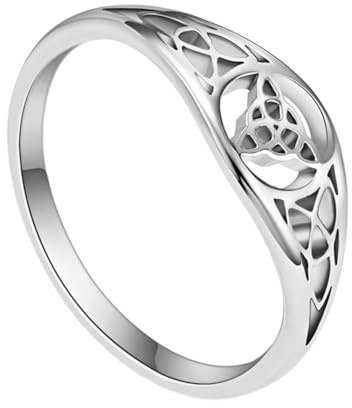 TQWSVUM Viking Dreieck Knoten Ring - Männer Frauen Celtic Triquetra Knot Hollow Out Edelstahlring - Handgefertigter Irischer Knoten Ehering Verlobung Nordisches Amulett Schmuck
