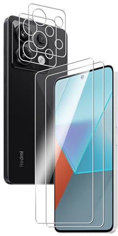 Wookfiss Protector de Pantalla para Xiaomi Redmi Note 13 Pro 5G/POCO X6 5G Alta Definicion 9H Dureza Anti-caída/Anti-rasguños Cristal Templado Vidrio Templado(2)+Cámara Protector(2)