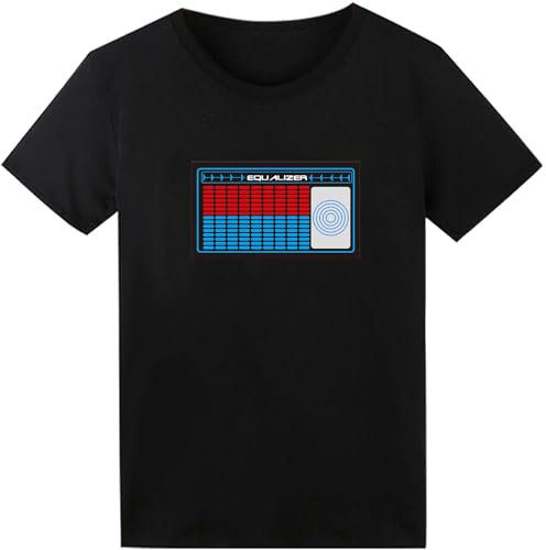 T-shirt LED pour fête, hiphop, cosplay, concert, cadeau d'anniversaire, costume de Noël, avec égaliseur activé par le son, t-shirt DJ, Noir (égaliseur), XXL
