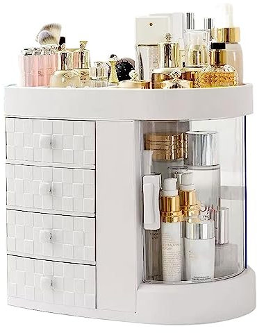 ArinkO Organizer per Trucchi in plastica con cassetti per Bagno e cassettiera, Contenitore per Cosmetici da appoggio - Colore Bianco