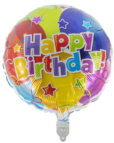 Party Factory Folienballon - Happy Birthday - bunter Luftballon, Ø 45 cm, Konfetti Ballon, Geburtstag, Heliumballon