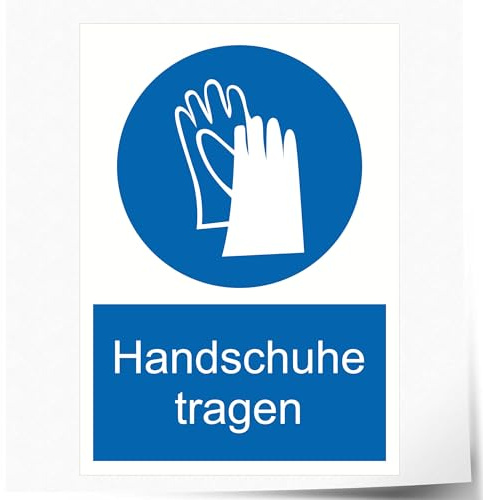 Indigos UG Aufkleber Handschuhe tragen - 148x210 mm - Hotel, Firma, Schutz, Kita, Arzt, Praxis, Wohnung - Sicherheit - Warnung