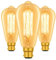 Caldarax 3 Pack Bayonet Vintage Edison Light Bulbs, ST64 Edison Bulb, B22 Retro Filament Light Bulbs, Amber Warm White 2700K, 600LM, Industrial Style Antique Bulb, Decorative Light Bulbs