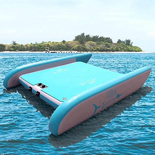 NOALED Aufblasbares Wasser-Schwimmbett im Freien, tragbare aufblasbare Dock-Schwimmplattform/Schwimmdock mit freier Montage/Schwimmende Angelplattform Tragbare Fische