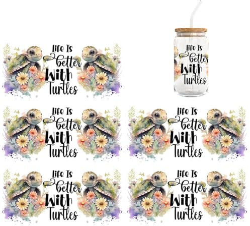 LICHENGTAI - Lote de 5 pegatinas para tazas, hojas adhesivas de transferencia, pegatinas de transferencia de taza floral para taza de cristal de 16 oz artesanías, decoración de muebles, taza de café,