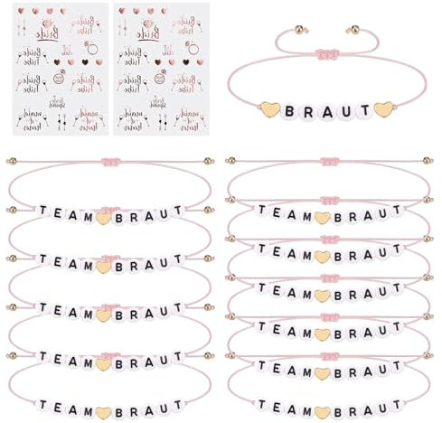 Jga Accessoires Frauen, 12 Pcs Jga Armbänder, Mit 2 Pcs Aufkleber Aus Roségold, Jungesellinnenabschied Frau Accessoires, Jga Deko, Team Bride Armbänder Für Dating, Hochzeit, Begleitgeschenk