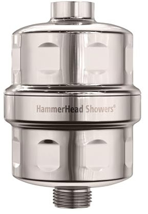 HammerHead Showers® Solid Metal Shower Head Filter – KDF 55 Shower Filter, High Pressure Universal Shower Filters to Remove Toxic Chemicals – Removes Chlorine and Heavy Metals – Brushed Nickel