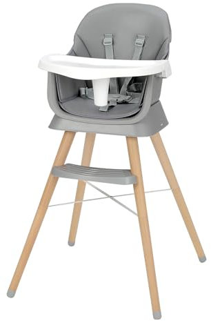 Hochstuhl Baby Sitzerhöhung Kinderstuhl 6-in-1 Multfunktional Kinderhochstuhl Barhocker mit Tablett und 5-Punkt-Sicherheitsgurt (Grau)