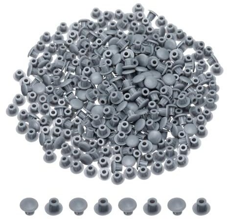 QUARKZMAN 700Pcs Bouchons de Trou en Plastique Couvercles de Bouchons à Vis, 5mm(3/16) Couvercle de Vis Taraudeuse de Décoration, Cache-Vis de Meuble pour Armoire Bibliothèque, Gris Foncé