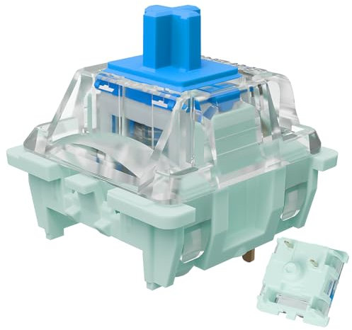 GUYEKS Gateron Jade Series Pre-Lubed Clicky Blue Keyboard Switch, 3 broches 60 gf Double Spring Switch, pour clavier mécanique MX Gaming (bleu jade, 36 pièces)