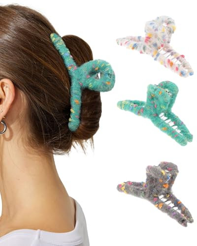 Coubeau 3 Pièces Pinces à Cheveux Tricotées Tendance pour Femme pour l'Automne et l'Hiver - Pince à Cheveux Légère et Pratique pour le Début de l'Automne et de l'Hiver, Pinces à Cheveux