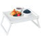 Plateau de Table en Bambou avec Pied Pliant, Plateau de Petit déjeuner pour Manger pour Servir dans la Cuisine, Plateau de Nourriture, canapé (Blanc)