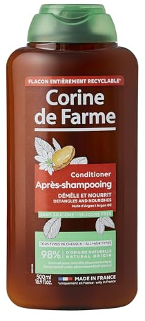 Corine de Farme Après-Shampooing Réparateur Huile d'Argan 500ml | Répare, Démêle & Nourrit - Huile D'Argan - Clean Beauty - Tous Types De Cheveux