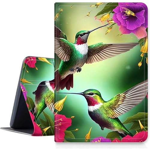 DIGTIALLL Case for Amazon Kindle Fire HD 8 Tablet (8th / 7th / 6th Generation - 2018, 2017 and 2016 Release) PU Leather Smart Protective Cover with Auto Sleep/Wake,Humming Bird Flower