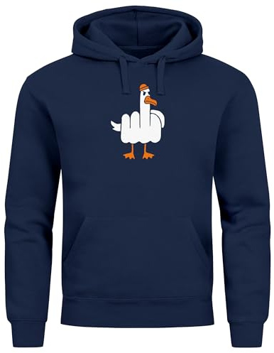 MoonWorks® Hoodie Herren Bedruckt Möve Mittelfinger Frontprint F*CK You Lustig Kapuzen-Pullover Männer Kapuzenpulli