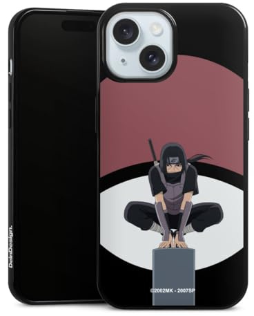 Slim Case extra dünn kompatibel mit Apple iPhone 15 Silikon Handyhülle schwarz Hülle Itachi Uchiha Offizielles Lizenzprodukt Naruto Shippuden