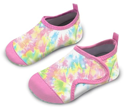 Kids Water Shoes Girls Toddles Baby Beach Shoes Swim Shoes Aqua Pool Swimming Socks Quick Dry Non-Slip for Children's Barefoot Shoes（Pink Tiedye 32/33）