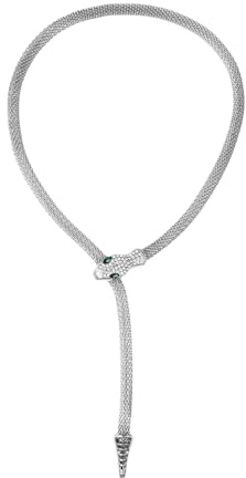 Cupimatch Schlange Halskette Zirkonia Damen: Exquisite Flexibel Biegbar Schlangenkette aus Edelstahl Elegante Verstellbare Halsband Medusa Schmuck Geschenke für Frauen Mädchen Freundin, Gold/Silber