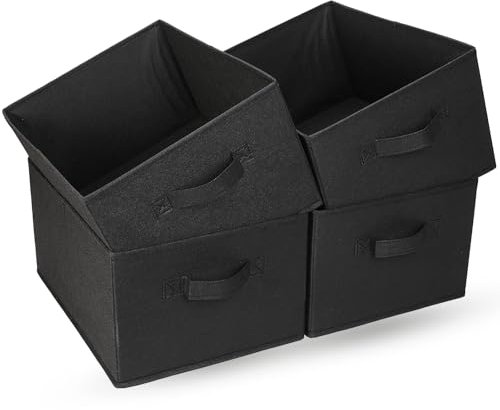 OVAKIA Faltbar Aufbewahrungsboxen Stoff, Schubladen Organizer Ordnungssystem Kleiderschrank für Garderobe Kleidung Unterwäsche usw, 4 Stück (Schwarz)