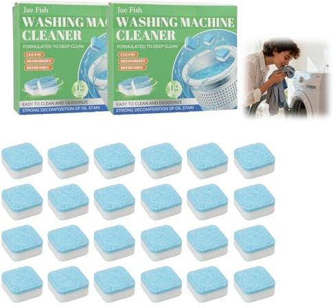 24 Pack Washing Machine Cleaner Tablets - Deep Clean Descaler for HE/Top/Front Load Washers, Removes Odor Grime & Limescale, Septic Safe