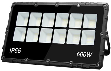Probapro 600W LED Strahler Außen 6500K Kaltweiß 1 Stück | 60000LM Superheller Scheinwerfer mit IP66 Wasserdicht, Flutlicht für Garten, Hof, Werkstatt, Auffahrt & Garage