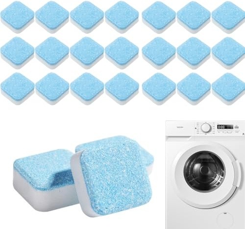 Teegxddy 24 Pièces Nettoyant pour lave-linge,Très Efficace,Pour les Odeurs et le Calcaire dans les lave-linge et les lave-Vaisselle (1 Carton)