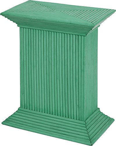 Korb-Outlet Blumensäule, Pflanzenständer aus echtem Rattan/Blumenhocker 30x50x50cm (Grün gewaschen)