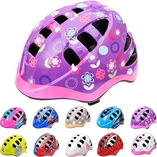 meteor® Kinderfahrradhelm Sicherer Fahrradhelm Kinder-Helm rollerhelm mädchen kinderfahrradhelm für Mountainbike Inliner skaterhelm BMX fahradhelm Scooter Jungen Bike Helmet SIZE: S 48 bis 52 cm 210 g