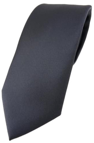 TigerTie Herren Krawatte – Klassische 7,5 cm Krawatte in anthrazit einfarbigem Design, ideal für Geschäftstermine, festliche Anlässe und die Freizeit