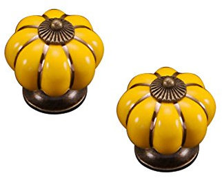 2 Pack Lovely Cartoon Pumpkin Knobs for Door,Drawer,Cabinet,Wardrobe (Yellow)