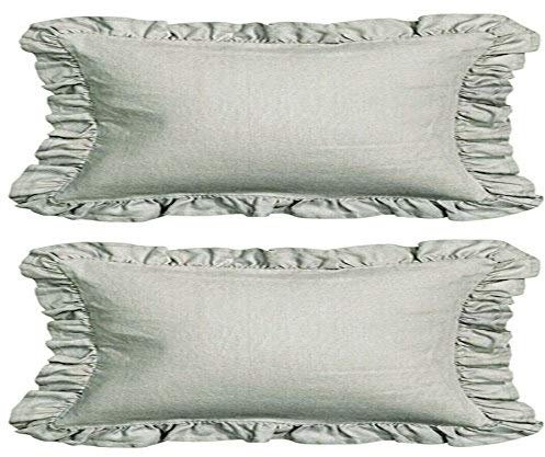 Kissenbezüge mit Saum Rüschen Baumwolle Grau 50 x 75 cm 2 Stück Bettwäsche