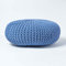 Homescapes Pouf Strickpouf rundes Bodenkissen, Sitzpouf 70 x 23 cm, gepolsterter Sitzhocker, Sitzpuff/Puff mit grob gestricktem Bezug aus 100% Baumwolle, Strickpuff, blau