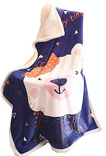 Doppelte Verdickung Babydecke/Kinderdecke, Sehr Weiche Decke für Babys Flanell Kuschlige Decke, Weiche für Babybett/Kinderwagen, Neugeborenes Geschenk, 100 x140 cm (Weißer Bär)