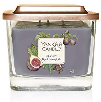 Yankee Candle Elevation Kollektion, mittelgroße quadratische Duftkerze mit 3 Dochten und Plattformdeckel, Fig & Cloves
