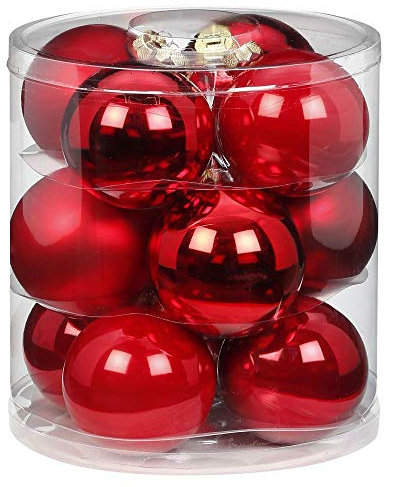 MAGIC Weihnachtskugeln Glas 8cm 12 STK. Christbaumkugeln Farbe: Ruby Red (Bordeaux - rot)