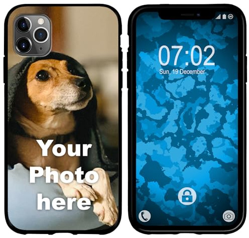 PhoneNatic personalisierte Handyhülle für iPhone 11 Pro Max Custom Case Schwarz zum selbst gestalten mit eigenem Foto Bild Text individuell