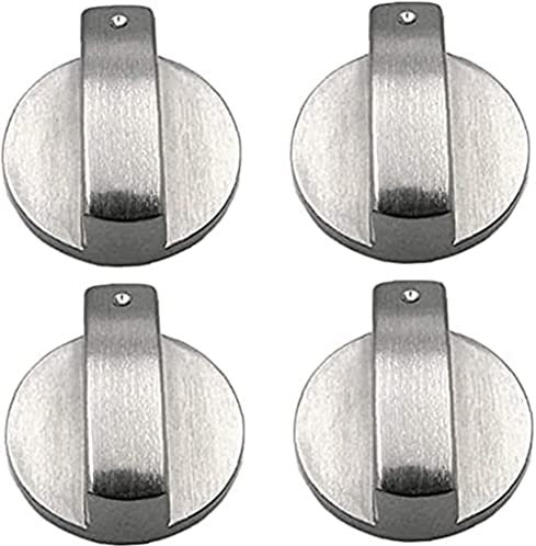 AKAMAS bouton de cuisinière, bouton de cuisinière, bouton de commande de la cuisinière à gaz, adaptateur de verrouillage de la cuisinière, commutateur de bouton de four 6mm argent universel, 4PCS