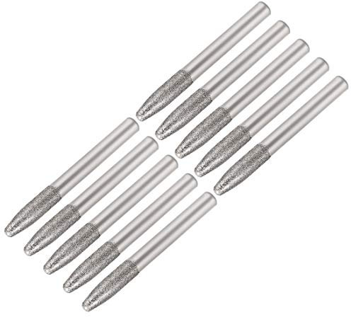sourcing map Diamante Rebabas Esmerilado Taladro Tallado Giratoria Herramienta para Vidrio Piedra Cerámica 150 Granos 1/4 Vástago 6mm Cónico 10Uds