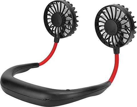 Hakeeta Sport-Freisprechventilator, lautlos und geräuschlos, wiederaufladbarer USB-Hängeleckventilator, 3-Fach verstellbar, zum Spielen und Trainieren, für Sport und Reisen im Freien(Schwarz)