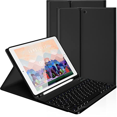 LAMA 10.2&10.5 Inch iPad Keyboard Case, Wireless Keyboard for 10.2&10.5 inch iPad (9th 2021/8th 2020/7th Generation 2019, iPad Air 3 2019,iPad Pro 2017) Detachable Keyboard&Pencil Holder,Black