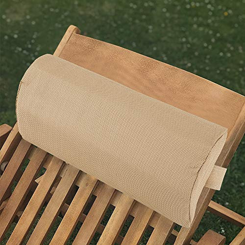 Liegen Kissen, Liegestuhl Kopfkissen, Garten Relaxsessel Nackenkissen, Komfortabel Zubehör für Liegestuhl Sonnenliege Gartenliege Strandliege 43m x 14cm (Beige, 1 PC)