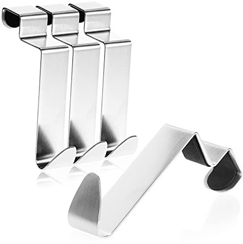 com-four® 4x Türhaken aus Edelstahl - Kleider-Haken mit Schaumstoff-Schutz - Garderobenhaken für Schranktür und Zimmertür innen - 9 cm (04 Stück - Edelstahl - Schaumstoff)