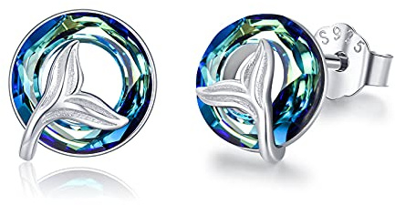 Witch Keltische Ohrringe/Meerjungfrau/Schildkröten Ohrstecker 925 Sterling Silber Kristall Ohrstecker Hypoallergene Ohrringe Schmuck Geschenke für Damen