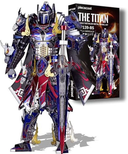 Piececool 3D Puzzle Metal TITAN Mech Warrior, Black Knight Craft Model Kits for Adults to Build, 3D Puzzles Adult Teens for 304 Stainless Steel, Ideal as Gifts, Home Decoration, DIY, 157 Pieces