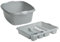 TENLITE SET OF 2 Large Rectangular Washing Up Bowl with large Dish Drainer For Kitchen Utensils - (Silver, Rectangular Bowl, Large Dish Drainer)