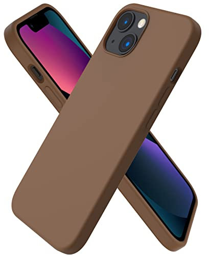 ORNARTO kompatibel mit iPhone 13 6,1 Silikon Case, Hülle Ultra Dünne Voller Schutz Flüssig Silikon Handyhülle Schutz für iPhone 13(2021) 6,1 Zoll Braun