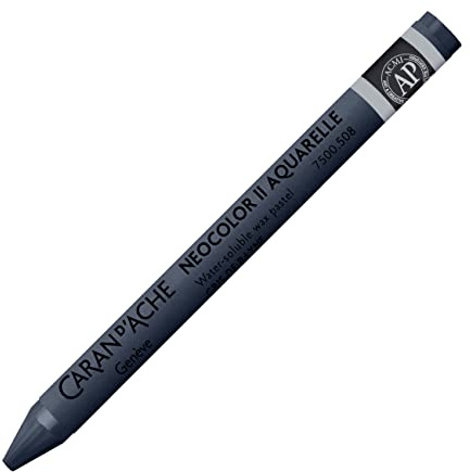 Caran d'Ache NEOCOLOR II 508 GRAU/PAYNE GREY (7500.508) / Pastelle 10 Stück (1er Pack)/ aus Wasservermalbarem Wachs/Für Papier Karton Glas Holz Leder Stoff Stein