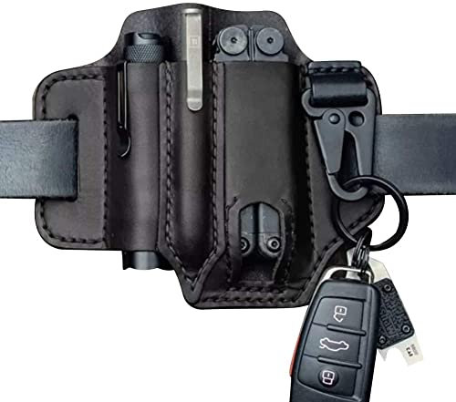 Leather Sheath for EDC Organizer Belt Loop Leather Multitool Holder with Key Holder for Belt and Flashlight Sheath Multitool Pouch01
