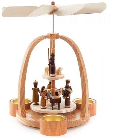 German Christmas Natural Nativity TeaLight Pyramid